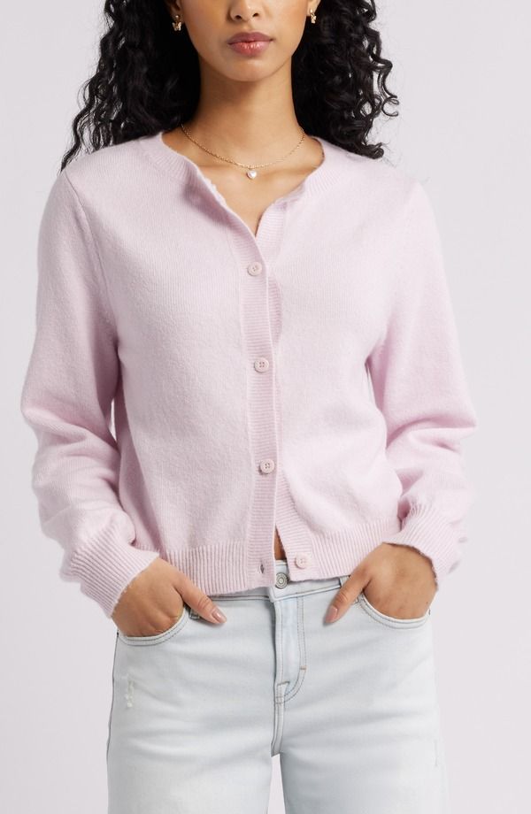 ビーピー レディース アウター パーカー・スウェット クルーネック コットン カーディガン BP Crewneck Cotton Blend Cardigan Pink Soda ピンク