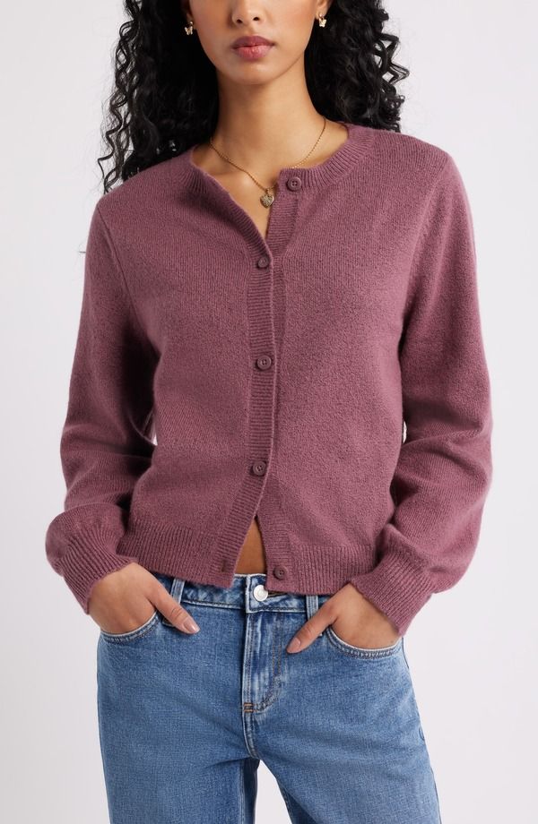 ビーピー レディース アウター パーカー・スウェット クルーネック コットン カーディガン BP Crewneck Cotton Blend Cardigan Burgundy Shade バーガンディ