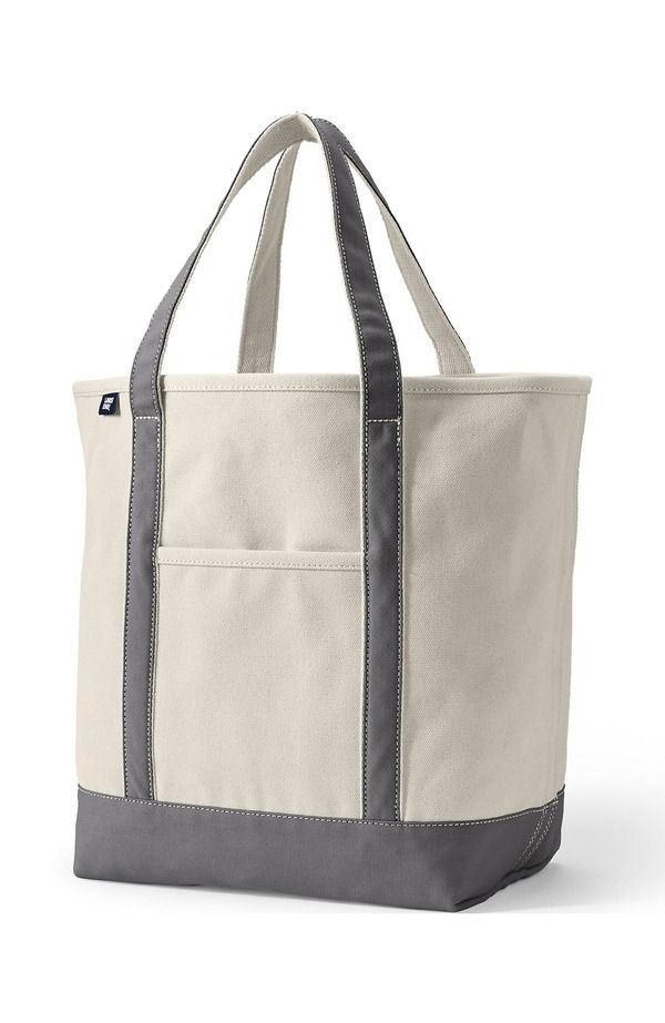 ランズエンド レディース バッグ Lands End Open Top Canvas Tote Bag NaturalSilver Graphite グラファイト