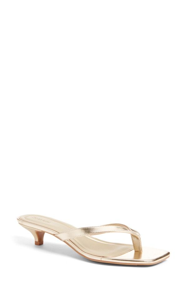 オープンエディット レディース シューズ ヒール サンダル Open Editori Kitten Heel Sandal Gold Metallic ゴールド