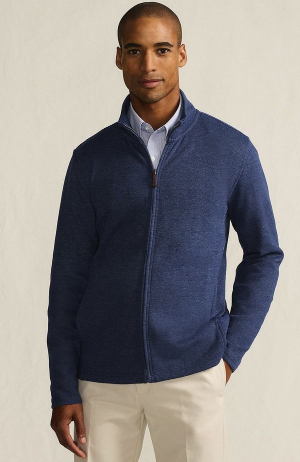 ランズエンド メンズ アウター パーカー・スウェット Lands End Bedford Rib Full Zip Medium Denim Heather ヘザー 20,576円