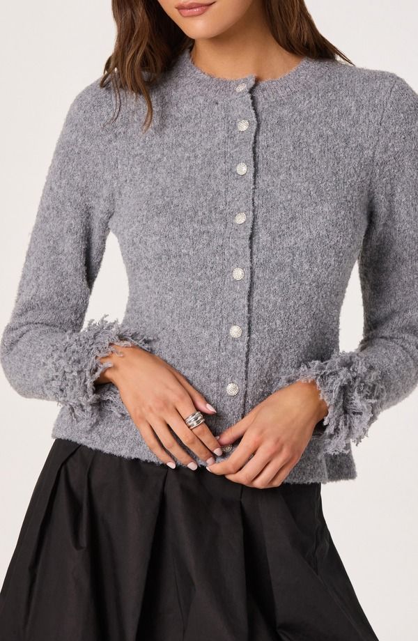 アストール レディース アウター パーカー・スウェット カーディガン フリンジ ASTR the Label Fringe Sleeve Cardigan Grey グレー