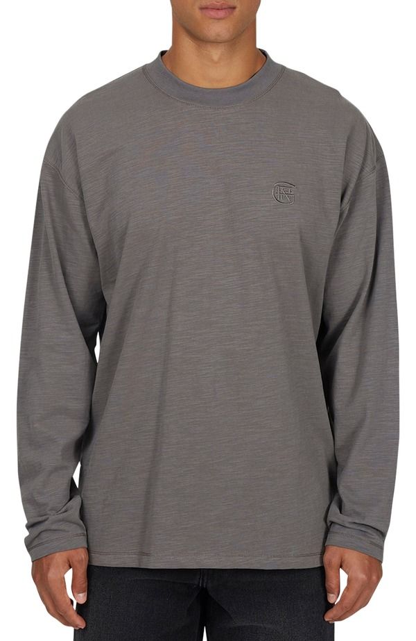 グッドフォーナッシング メンズ トップス Tシャツ Good For Nothing Emblem Tonal Relaxed Slub Long sleeve Tshirt Grey グレー