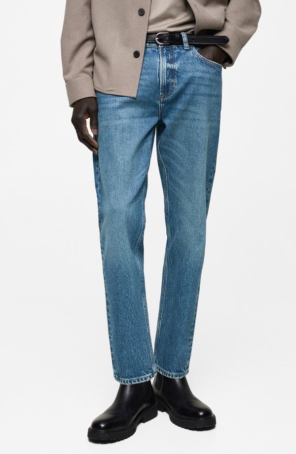 マンゴ メンズ ボトムス デニムパンツ ジーンズ MANGO Ben Tapered Jeans Medium Blue ブルー