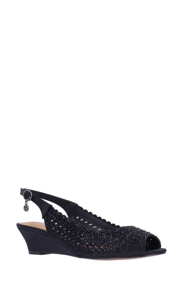 ジェイレニー レディース シューズ ヒール サンダル J Rene Malorie Slingback Wedge Sandal Black ブラック