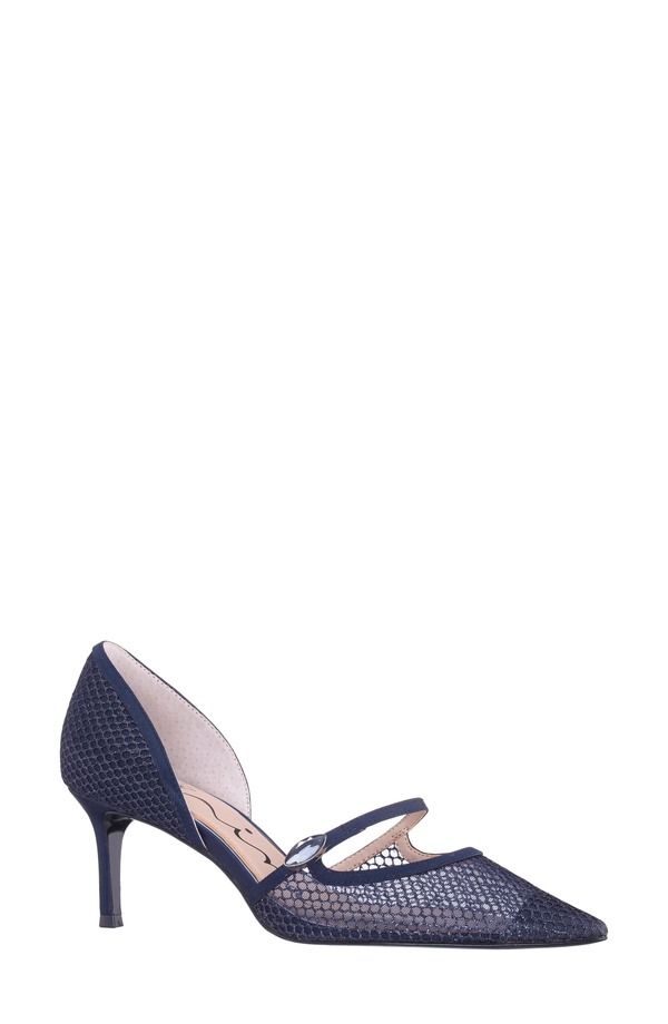 ニナ レディース シューズ ヒール キャップ Ninashly Pointed Toe Cap Toe Mary Jane Pump Navy ネイビー