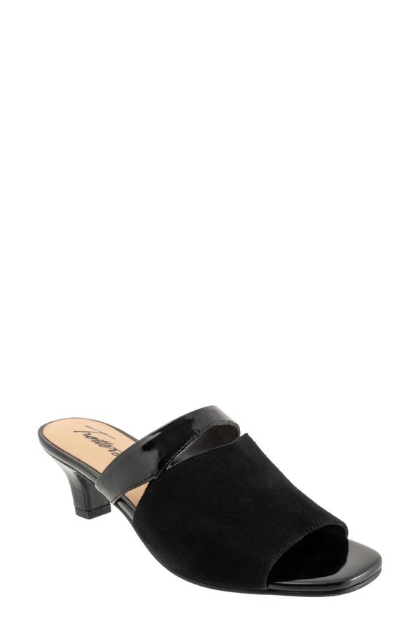 トロッターズ レディース シューズ ヒール サンダル Trotters Ninette Kitten Heel Slide Sandal Black Suede ブラック
