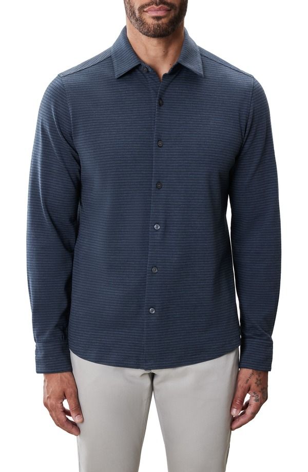 ロバートバラケット メンズ トップス シャツ ニット Robert Barakett Reyoldstripe Knit ButtonUp Shirt Dark Teal ティール 12,760円