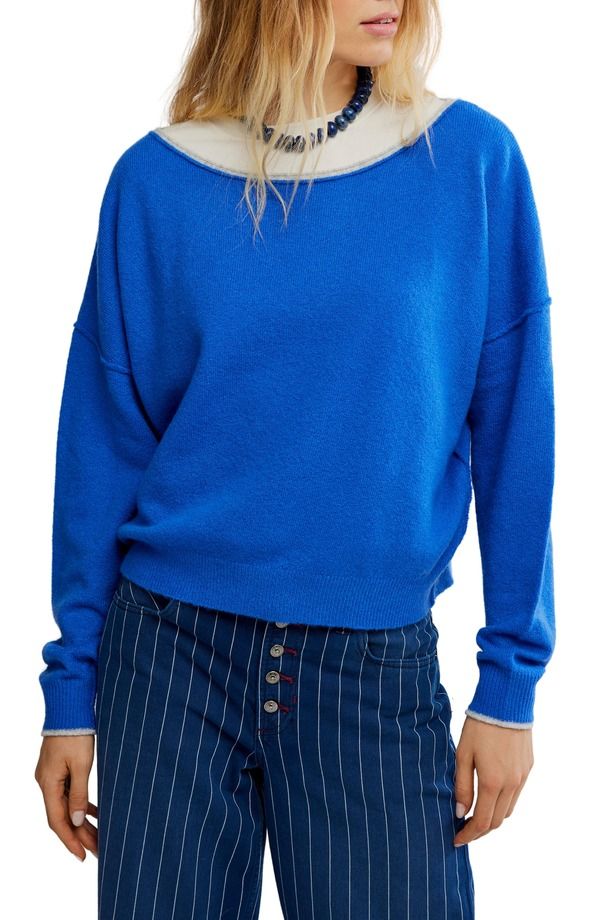 フリーピープル レディース アウター パーカー・スウェット セーター Free People See Me Bateau Neck Sweater Mazarine Combo