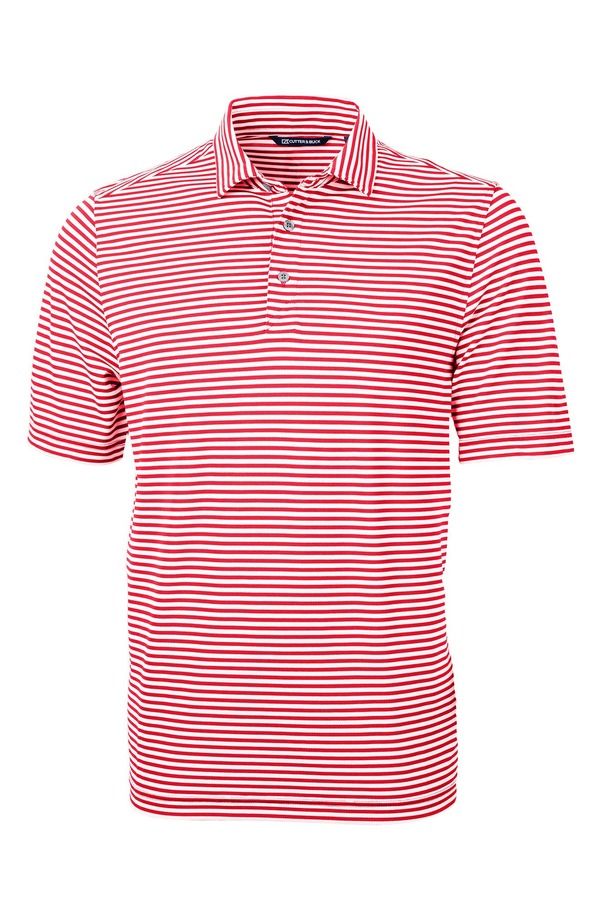 カッターアンドバック メンズ トップス ポロシャツ Cutter Buck Virtue Piqu Stripe Recycled Blend Polo Red レッド 13,666円
