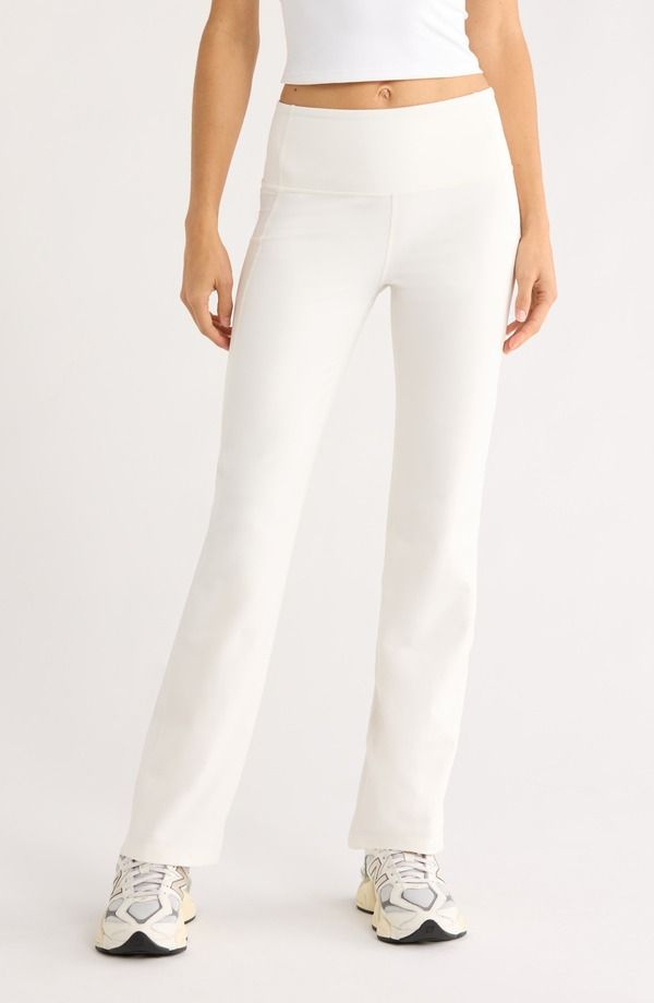 ゼラ レディース ボトムス レギンストレート ハイウエスト パンツ Zella Cozy Techigh Waistraight Leg Pants Ivory Egret アイボリー