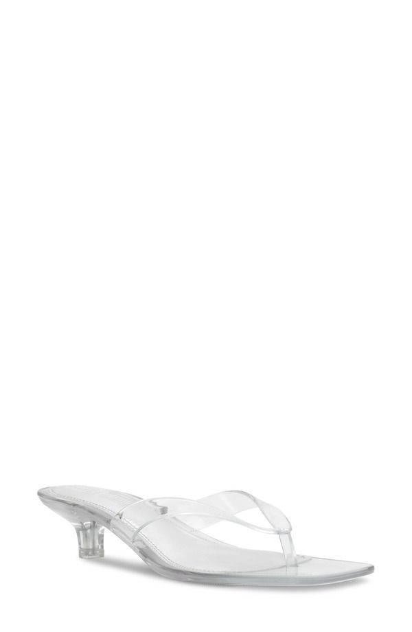 スティーブ マデン レディース シューズ ヒール Steve Madden Tracie Kitten Heel Flip Flop Clear