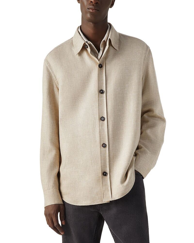 ゼニア メンズ トップス シャツ シルク リネン ZEGNA Cashmere Linen Silk Overshirt Beige ベージュ