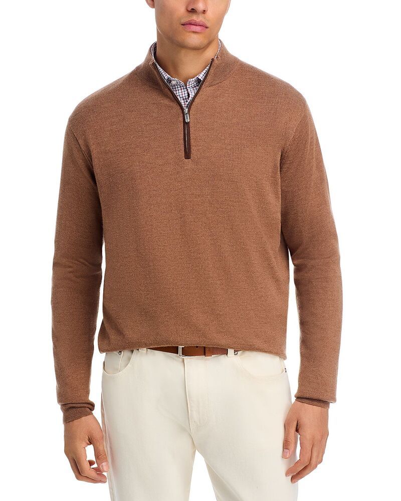 ピーター・ミラー メンズ アウター ニット・セーター ハーフジップ スエード Peter Millar Autumn Crest Suede Trim Quarter Zip Sweater British Tan タン