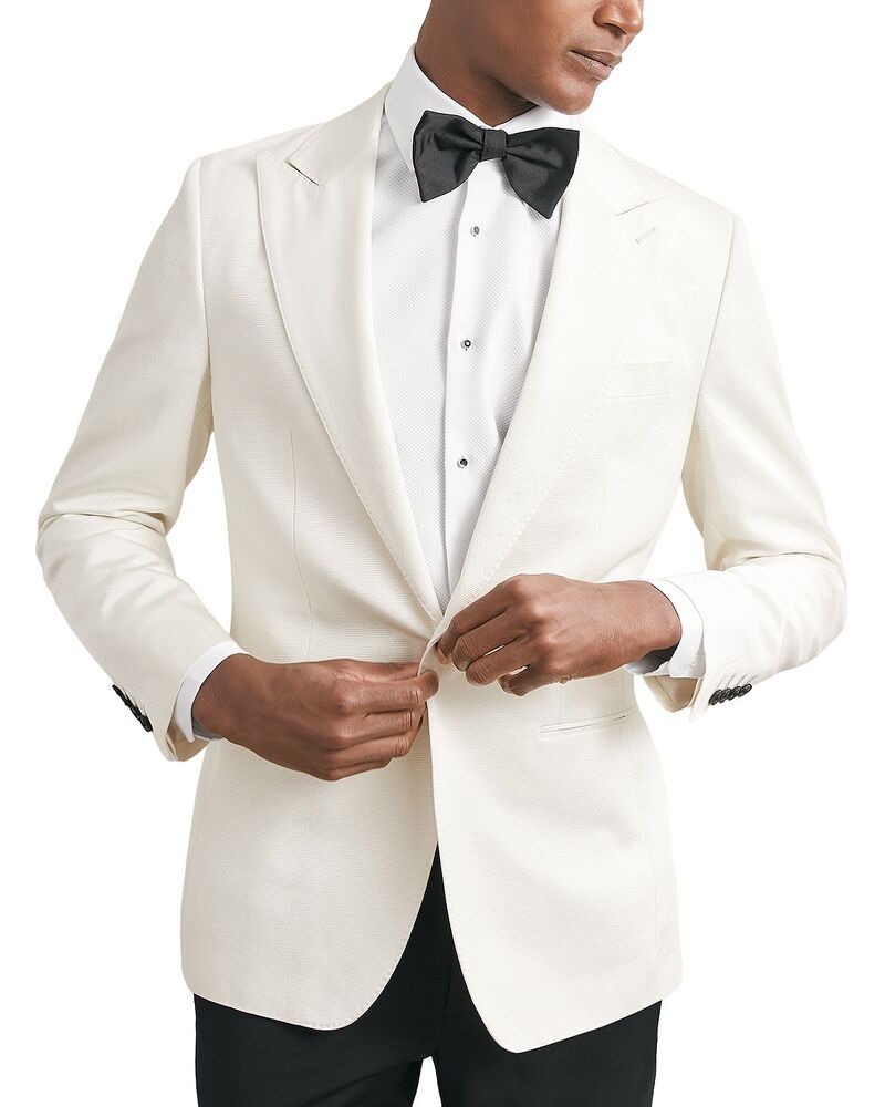 レイス メンズ アウター ジャケット・ブルゾン ブレザー REISS Peak Textured Blazer Ivory アイボリー