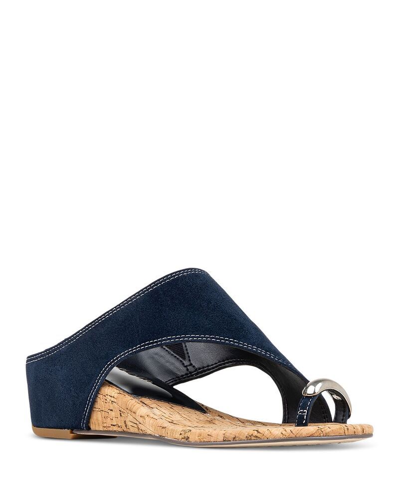 ドナルドプリネール レディース シューズ サンダル Donald Pliner Womens Toe Ring Wedge Sandals Navy ネイビー