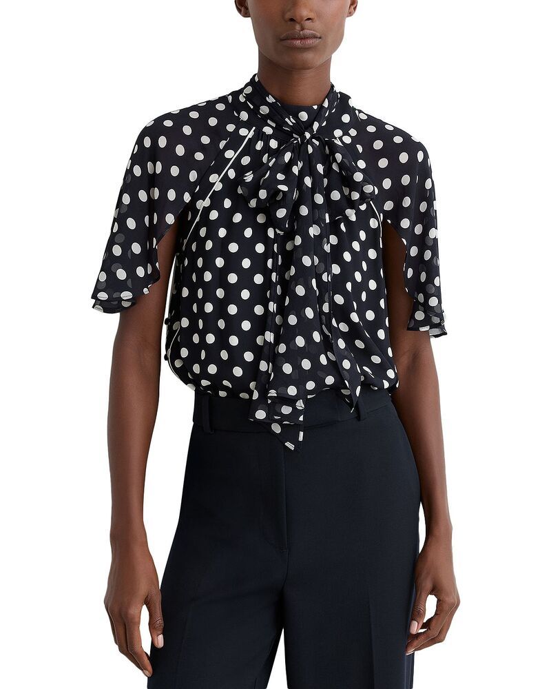 レイス レディース トップス シャツ ドット柄 ドット プリント REISS Alliana Polka Dot Printed Top NavyIvory アイボリー