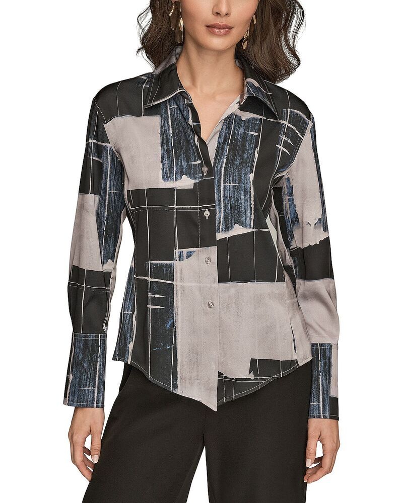 ダナ キャラン ニューヨーク レディース トップス シャツ Vネック ブラウス Donna Karanew York Long Sleeve V Neck Blouse Vapor Multi マルチカラー
