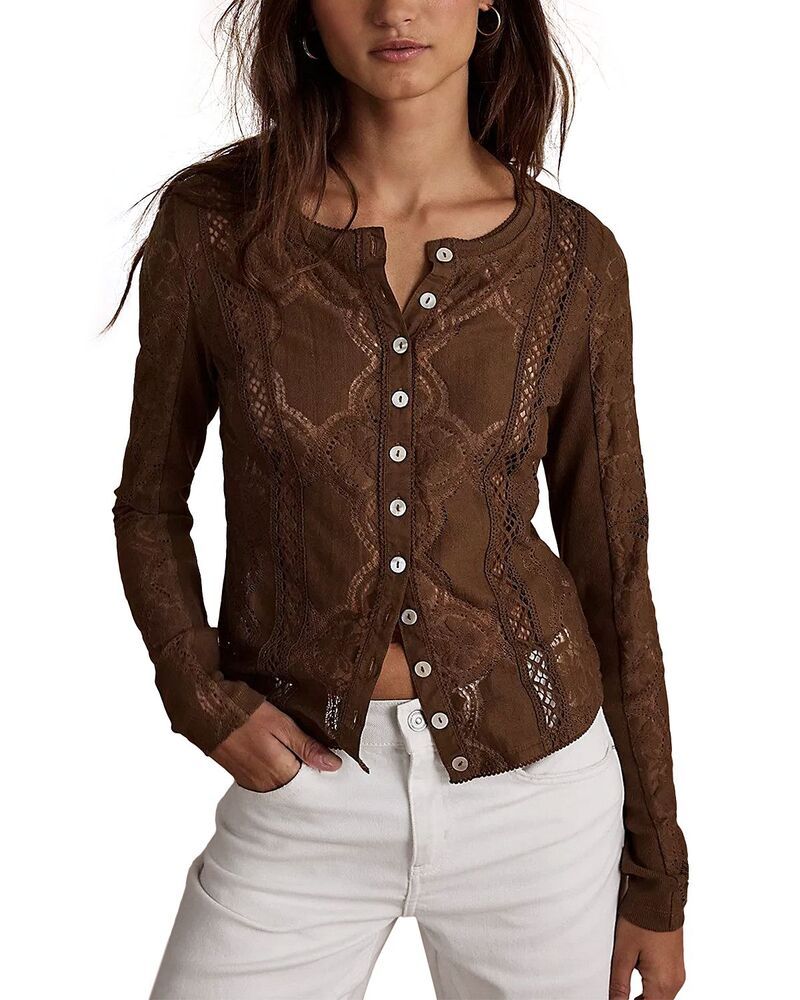 フリーピープル レディース トップス シャツ ブラウス レース Free People Jae Lace Blouse Chicory Coffee コーヒー