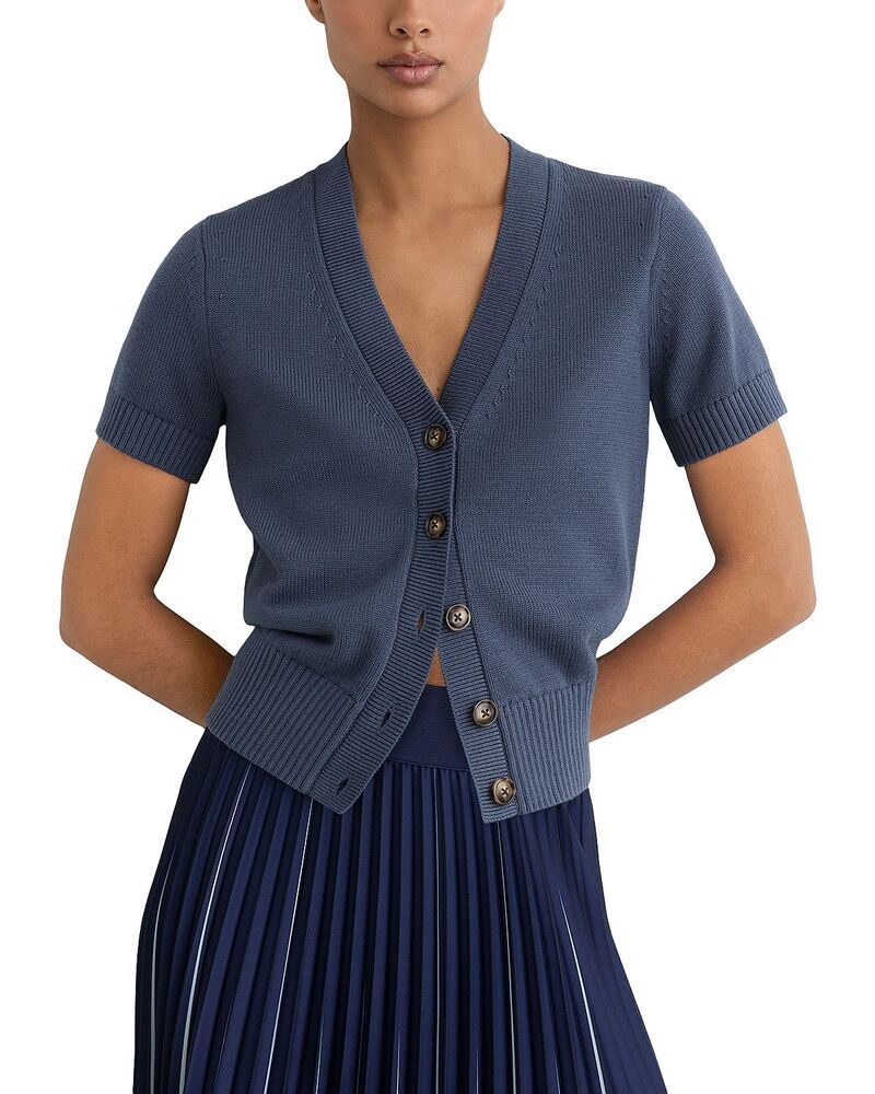 レイス レディース アウター カーディガン Vネック REISS Anya V Neck Cardigan Blue ブルー