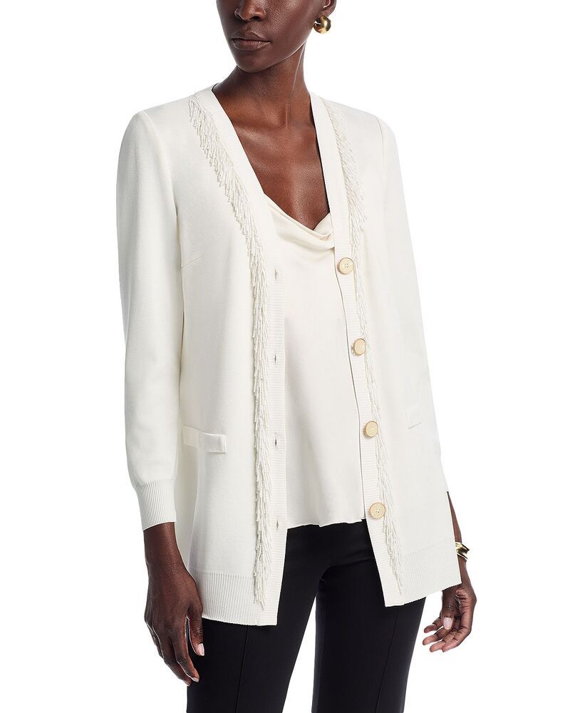 ミソック レディース アウター カーディガン セーター ニット Misook Wrinkle Resistant Knit Cardigan Sweater White ホワイト
