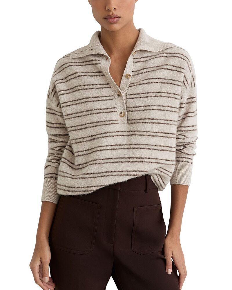レイス レディース アウター ニット・セーター ウール REISS Evana Wool Cashmere Collared Sweater NeutralBrown ブラウン