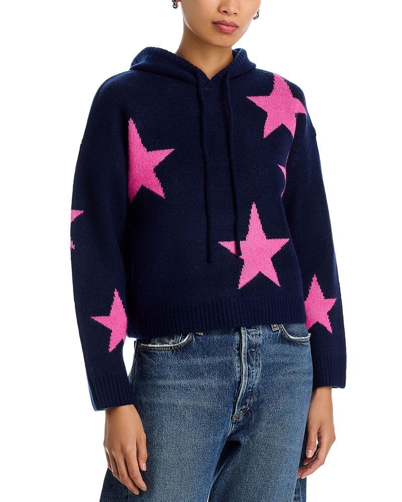 アクア レディース アウター ニット・セーター パーカー AQUA Star Hoodie Sweater Exclusive NavyPink ネイビー