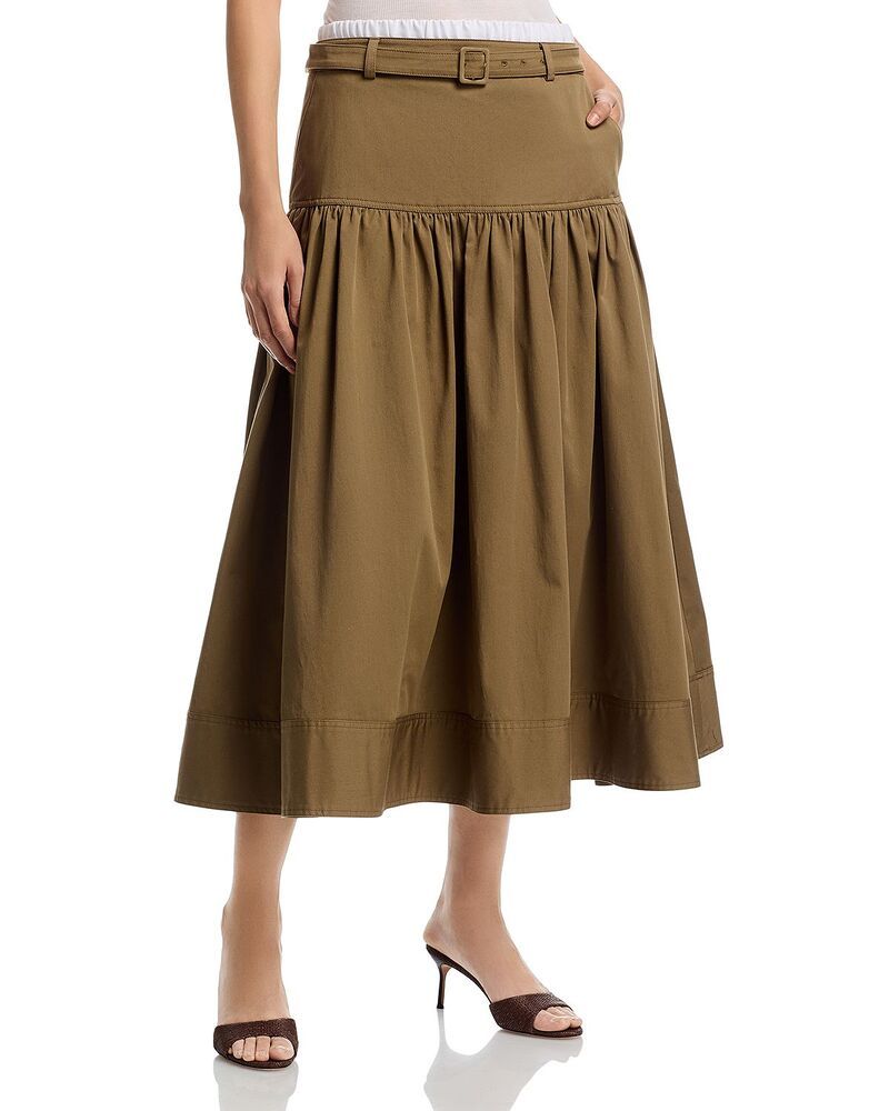 サンク セプト レディース ボトムスカート Cinq Sept Peri Belted Skirt Dark Olive オリーブ