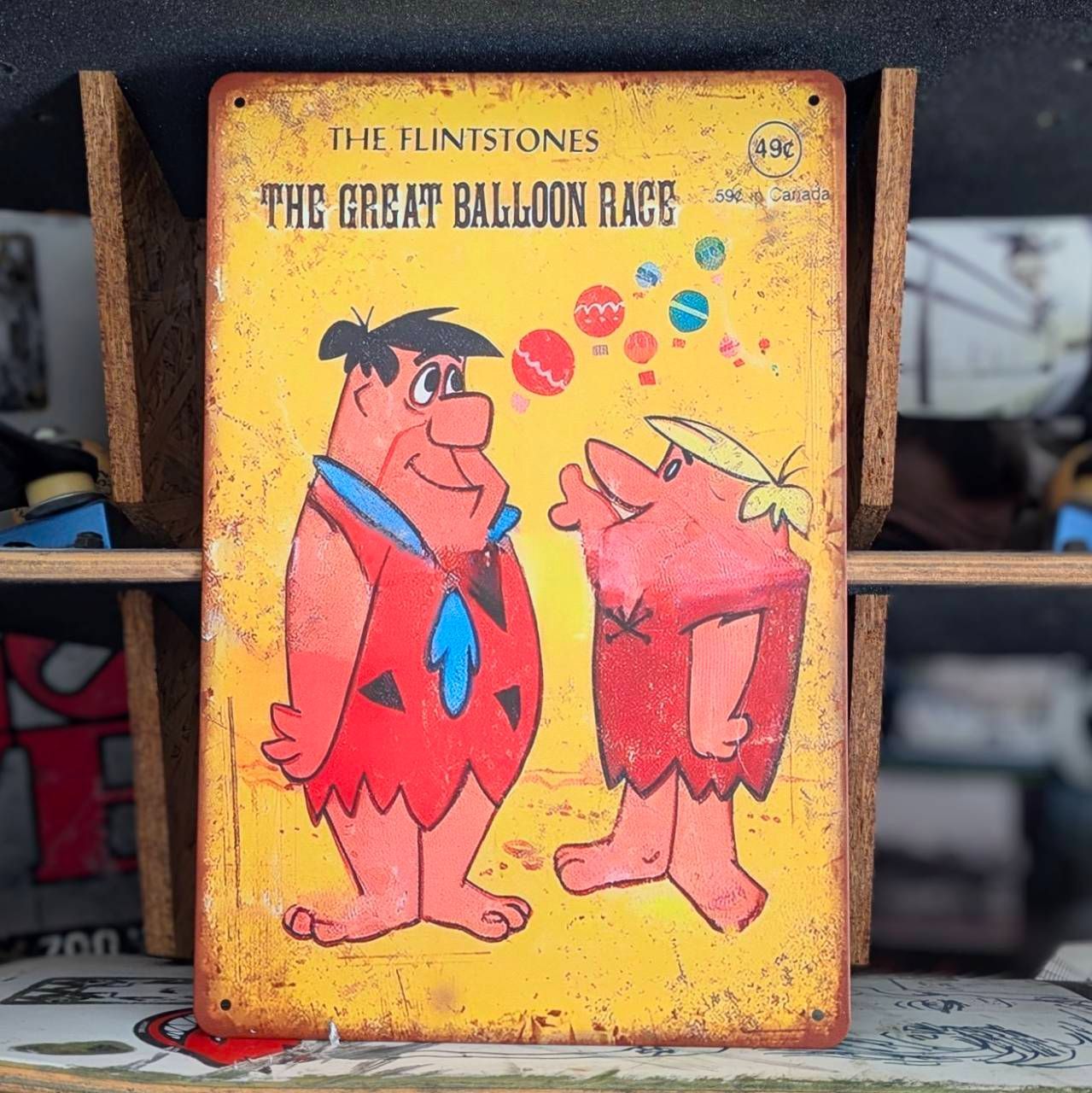 送料無料！ちょうどいいブリキ看板 ビンテージ加工【 The Flintstones