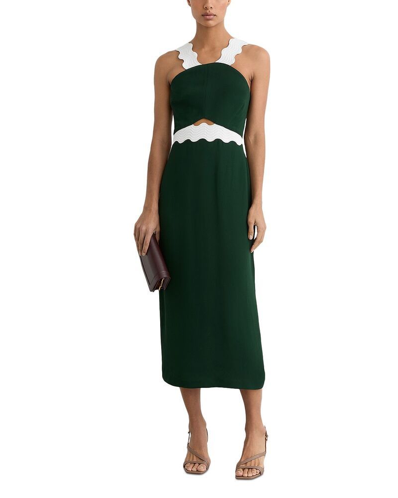 レイス レディース トップス ワンピース ミディ REISS Dillon Midi Dress Dark Green グリーン