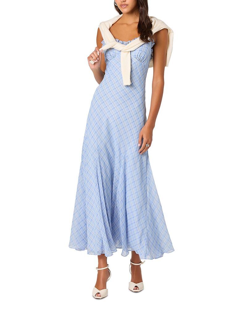 アストール レディース トップス ワンピース ASTR the Label Maeryn Dress Blue Plaid ブルー