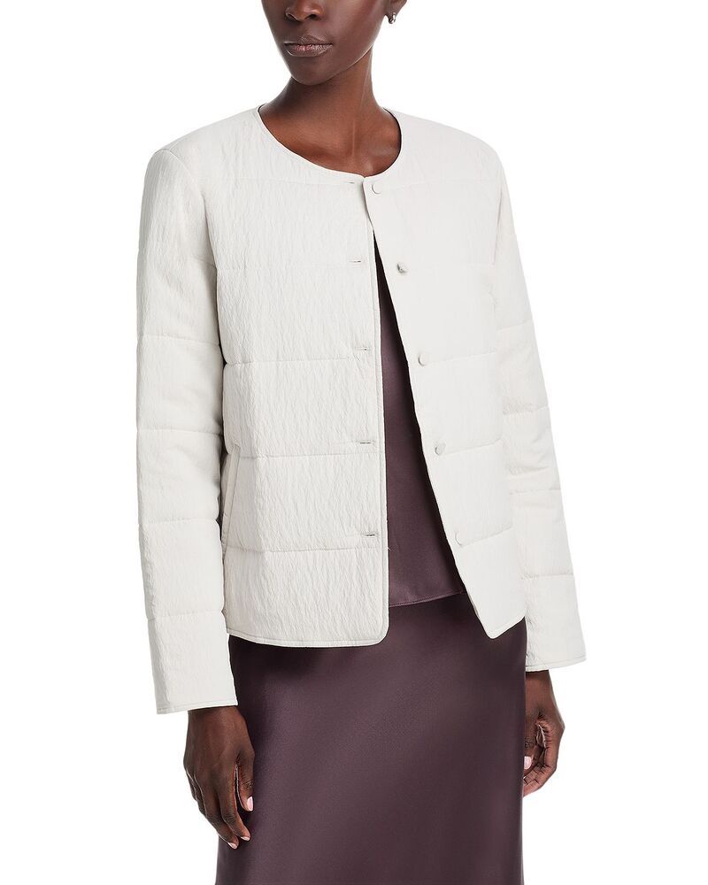 エイリーンフィッシャー レディース アウター ジャケット・ブルゾン キルティング Eileen Fisheround Neck Quilted Jacket Bone