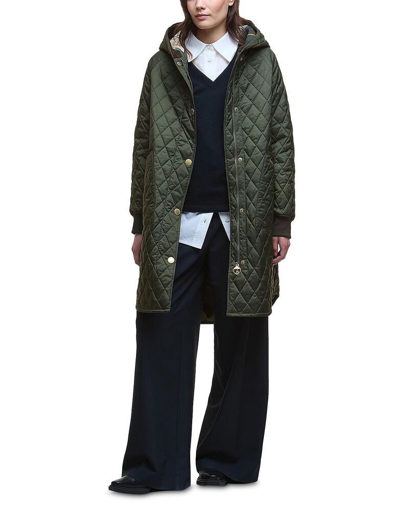 バブアー レディース アウター ジャケット・ブルゾン フーデッドジャケット キルティング Barbour Hilary Quilted Hooded Jacket OliveAncientartan オリーブ