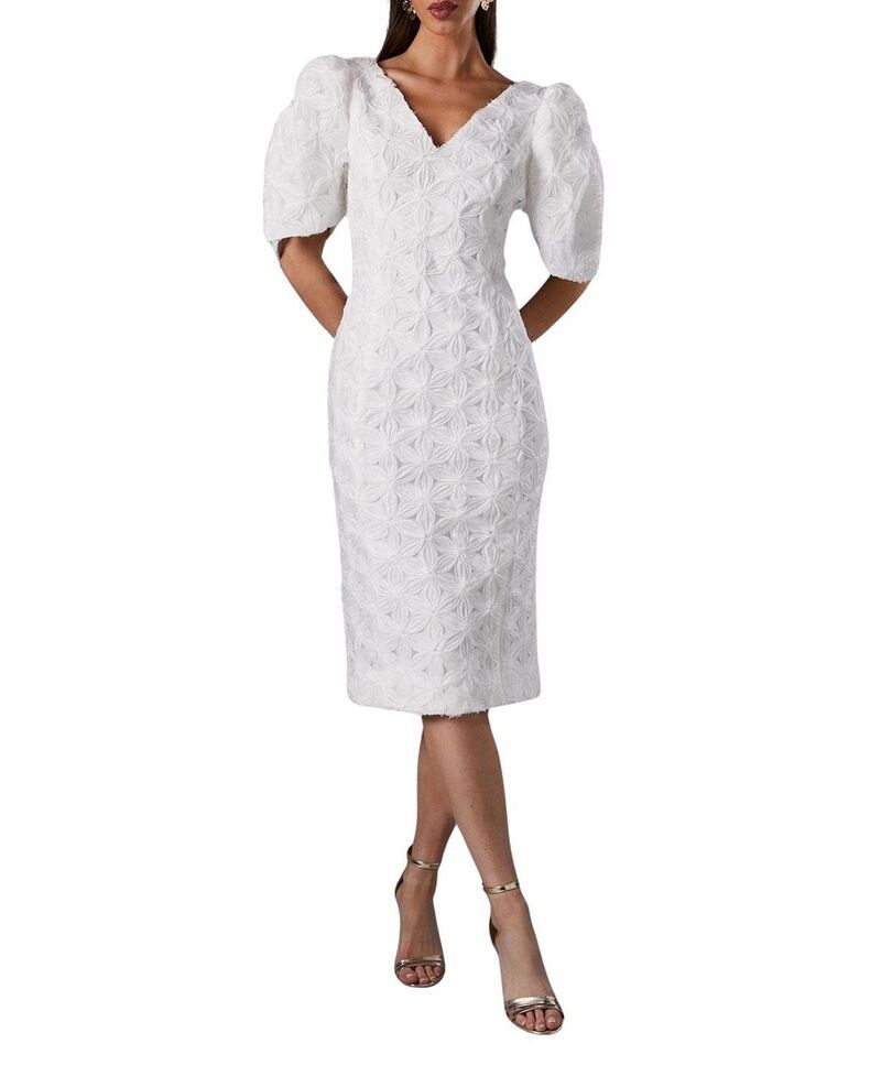 コースト レディース トップス ワンピース フラワー柄 プリーツ フラワー Coast Floral Pleated Sleeve Pencil Dress Ivory アイボリー