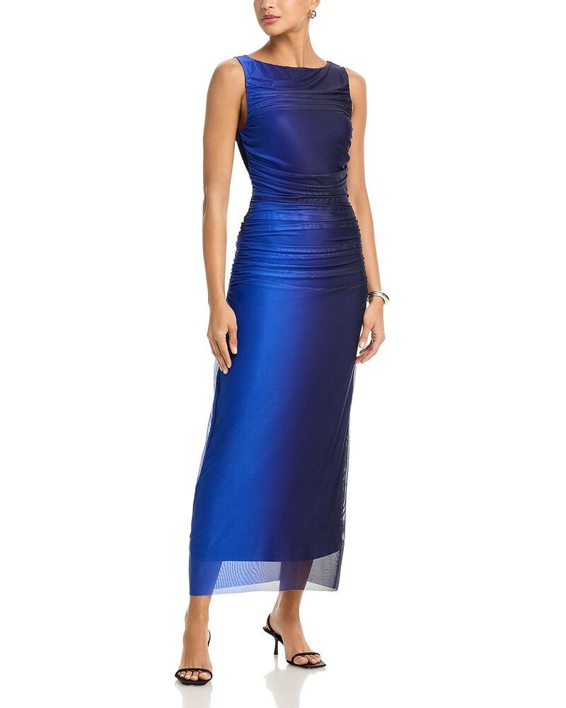 アクア レディース トップス ワンピース メッシュ マキシ AQUA Ombr Mesh Bodycon Maxi Dress Exclusive CobaltBlack ブラック