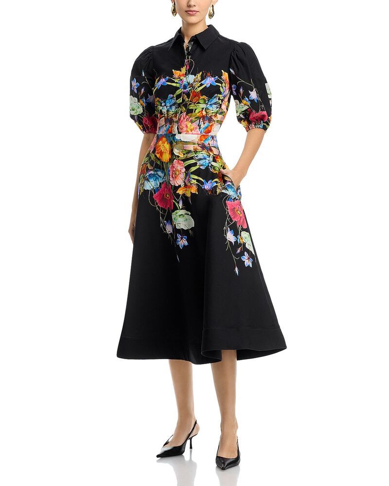 テリジョンバイリッキーフリーマン レディース トップス シャツ Teri Jon by Rickie Freeman Puff Sleeve Shirtdress Black Multi ブラック