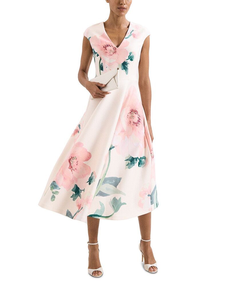 フェイズ・エイト レディース トップス ワンピース フラワー柄 プリント ミディ スキューバ フラワー Phaseight Rakhi Scuba Floral Printed Midi Dress Pale Pink ピンク