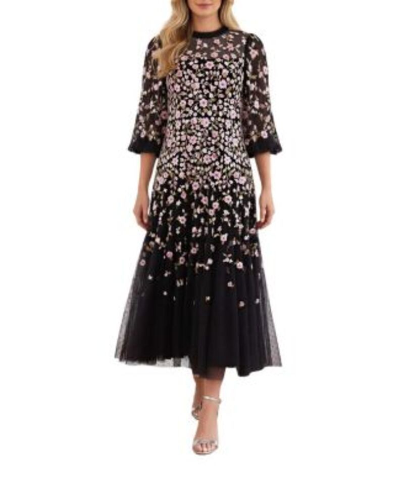 ニードルアンドスレッド レディース トップス ワンピース アンクル Needle Thread Sylvia Round Neck Ankle Gown GraphiteMulti グラファイト