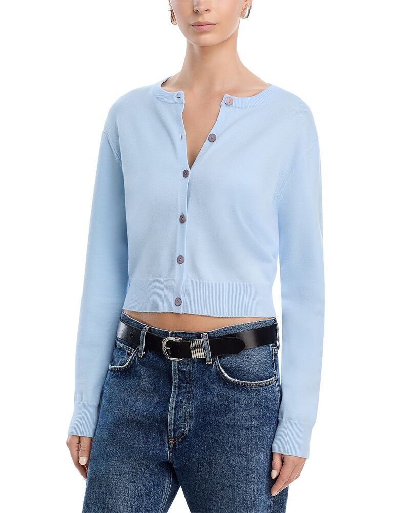 アクア レディース アウター ニット・セーター カーディガン クロップド AQUA Cropped Cardigan Soft Blue ブルー