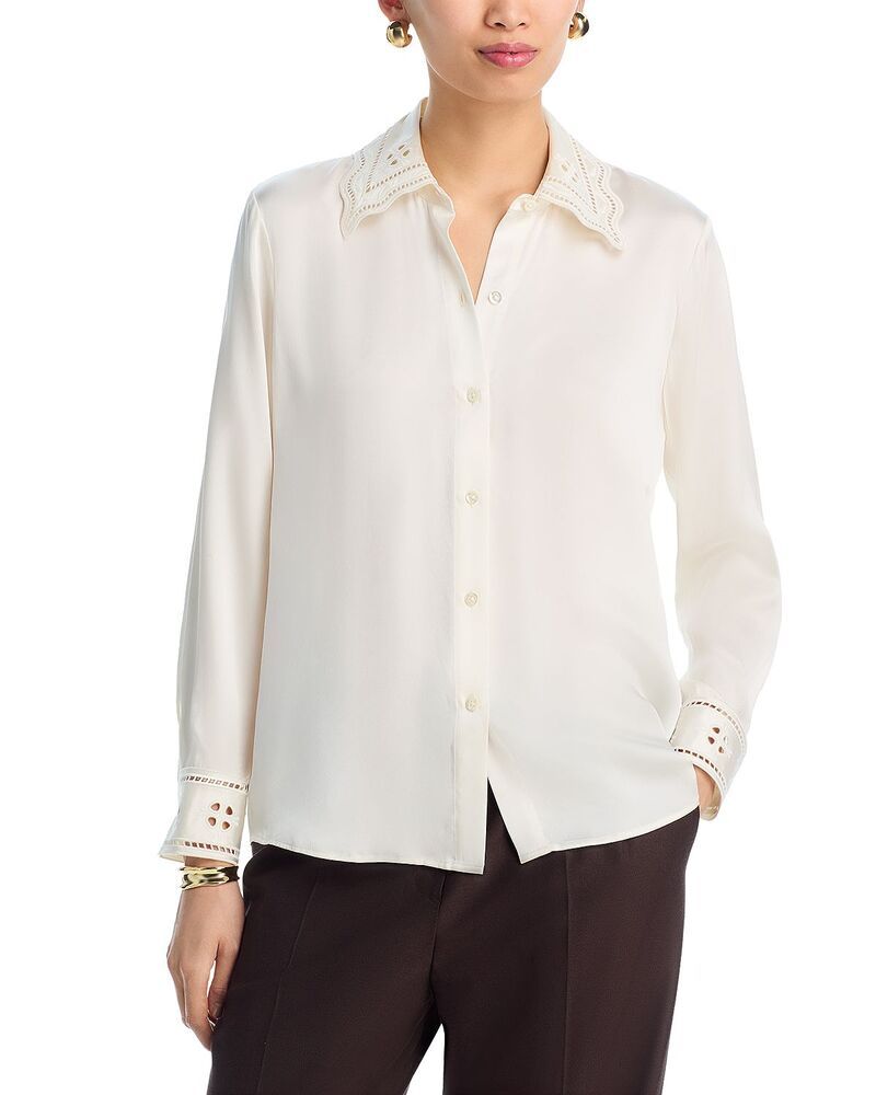レイルズ レディース トップス シャツ シルク ブラウス Rails Clarise Silk Eyelet Blouse Ivory Eyelet アイボリー