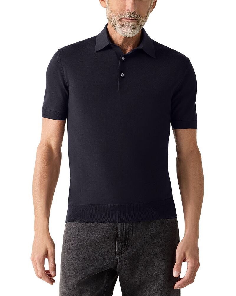 ゼニア メンズ トップス ポロシャツ ウール ZEGNA 15milmil15 Wool Polo Shirt Navy Blue ネイビー