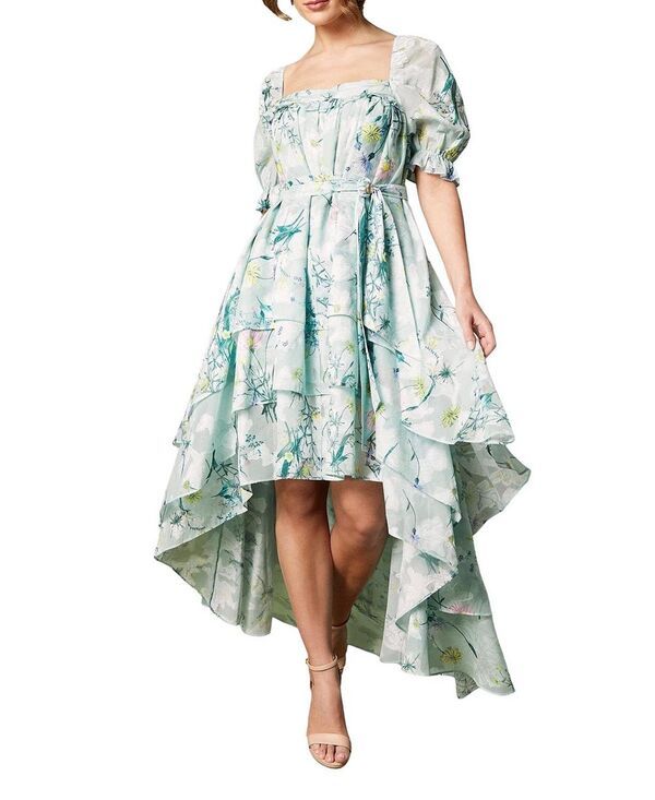 コースト レディース トップス ワンピース シフォン プリント ミディ Coast Short Sleeve Printed Chiffon Midi Dress Green グリーン