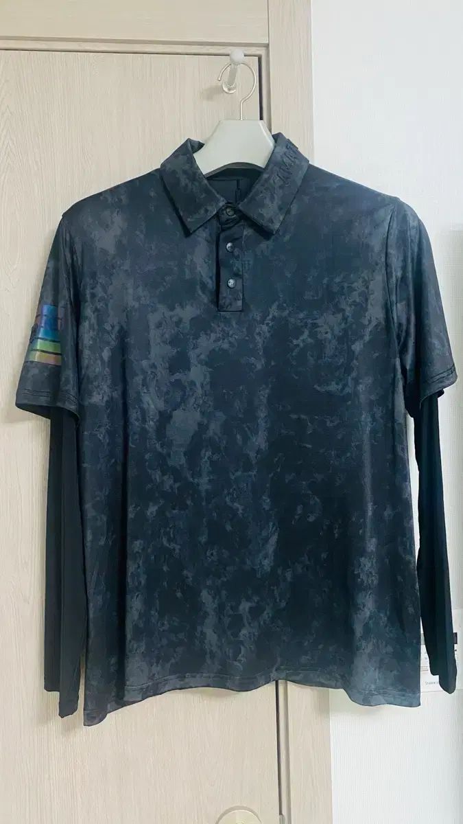 新品) AMAZINGCRE(アメージングクリー) ブラック パータン 長袖 カラーTシャツ