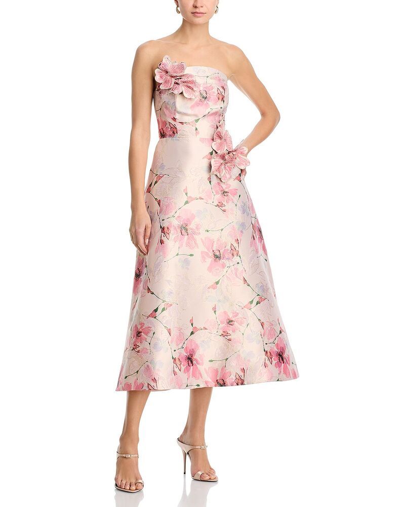 テリジョンバイリッキーフリーマン レディース トップス ワンピース フラワー柄 ストラップレス フラワー Teri Jon by Rickie Freeman Strapless Gazar 3D Floral Dress Blush Multi ブラッシュ 111,400円