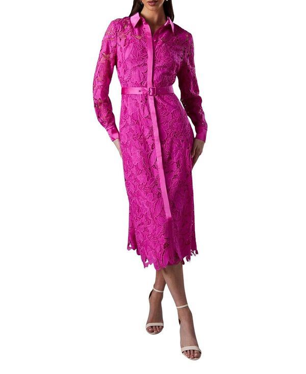 コースト レディース トップス シャツ レース Coast Lace Long Sleeve Shirt Dress Magenta マゼンタ