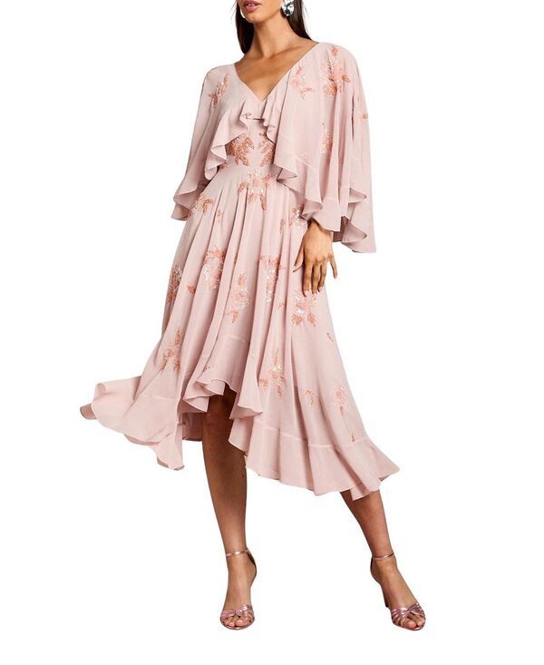 コースト レディース トップス ワンピース ケープデザイン ミディ キャップ ケープ Coast Embellished Frill Cape Midi Dress Nude