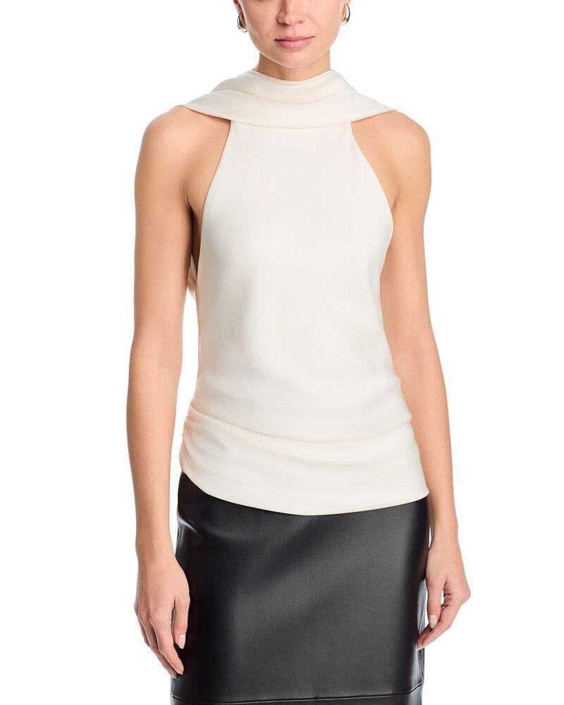 シムカイ レディース トップス シャツ ドレープ SIMKHAI Samira Draped Neck Top Ivory アイボリー