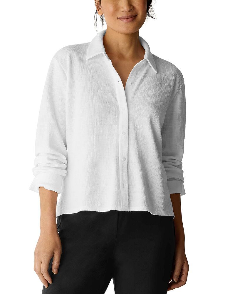 エイリーンフィッシャー レディース トップス シャツ ジャージー Eileen Fisher Stretch Jersey Classicollar Shirt White ホワイト