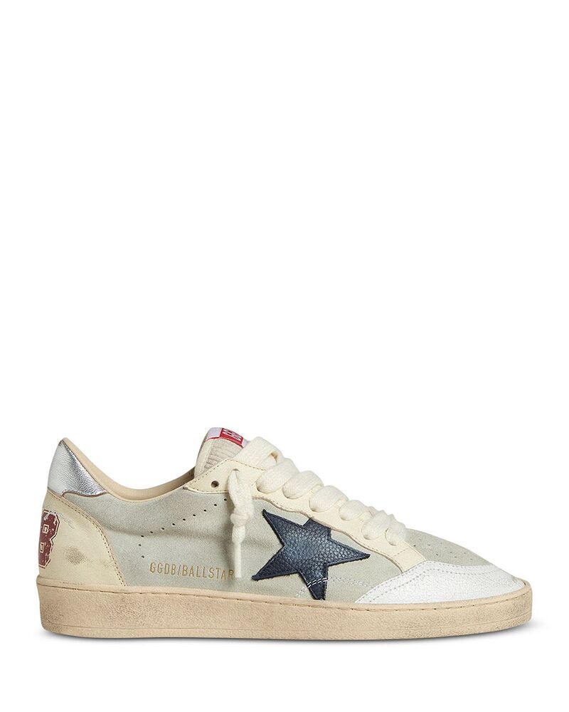 ゴールデングース メンズ シューズ スニーカー スエード レザー Golden Goose Unisex Ballstar Suede Cracked Leather Sneakers Grey White ホワイト