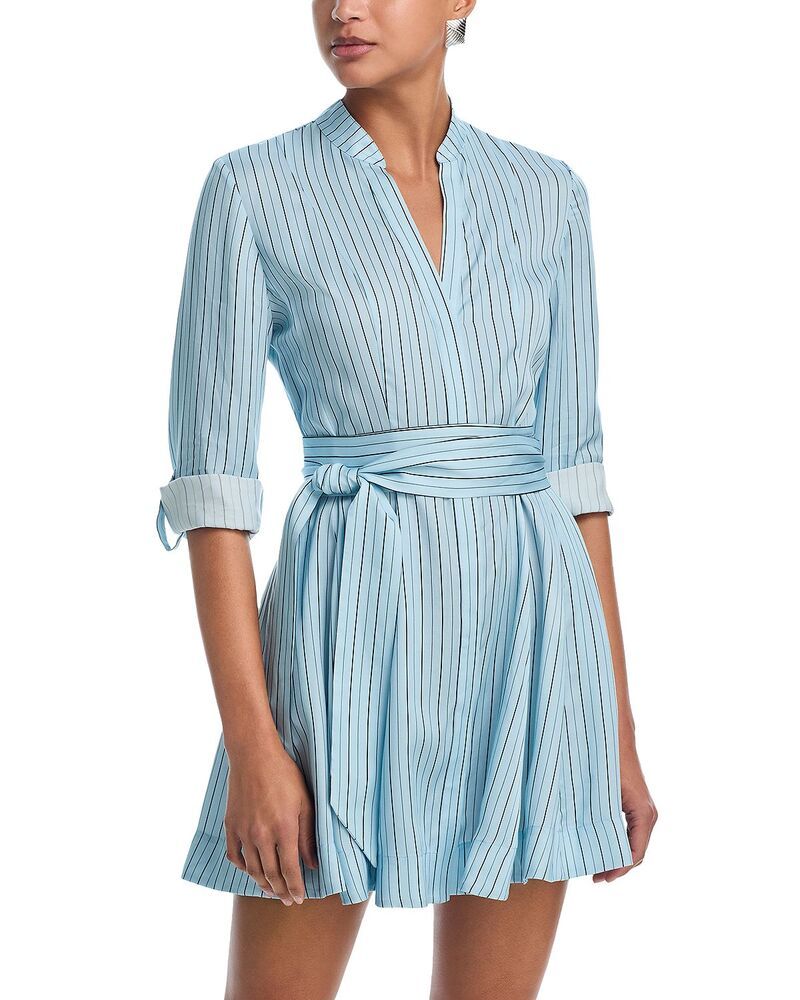 アリスアンドオリビア レディース トップス ワンピース ミニ Alice and Olivia Lucy Roll Cuff Mini Dress Fiorenza Stripe ストライプ